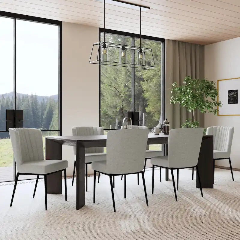 Silla de comedor con patas de metal - Tejido gris