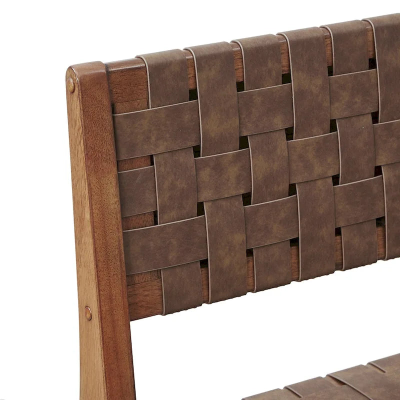 Juego de 2 sillas de comedor de piel sintética trenzada