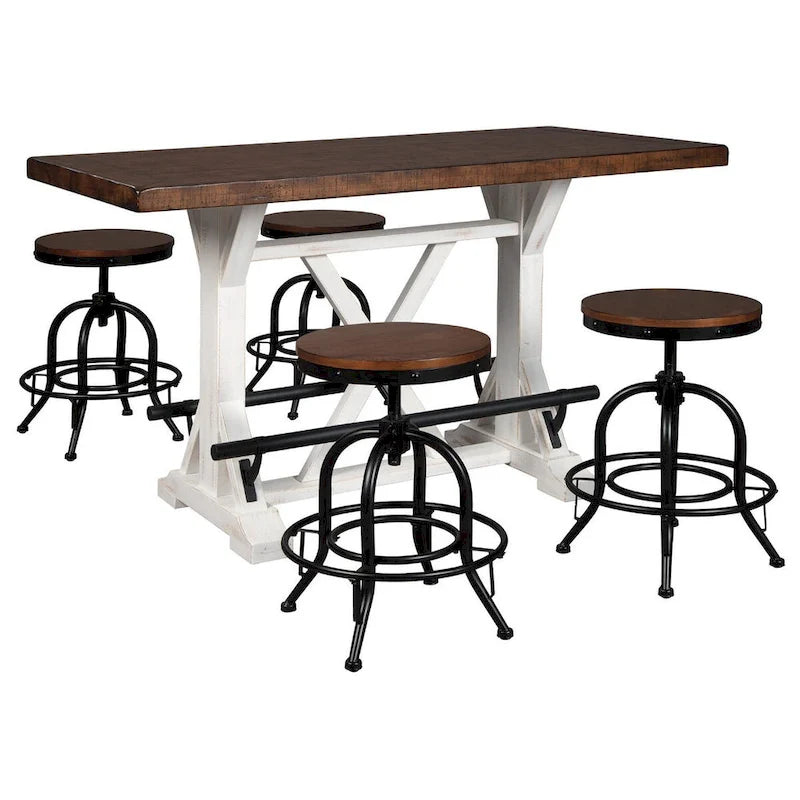 Mesa de mostrador rectangular para comedor en marrón/blanco - 60 An. x 30 Pr. x 36 Al.