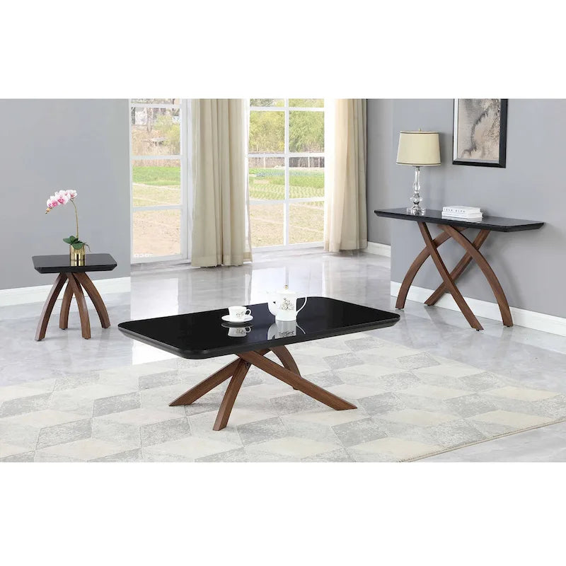 Elegante mesa de centro de cristal negro