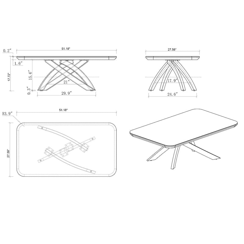 Elegante mesa de centro de cristal negro