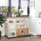 Carro de cocina portátil con encimera de madera y cajones