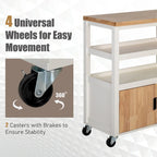Carro de cocina portátil con encimera de madera y cajones