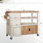 Carro de cocina portátil con encimera de madera y cajones