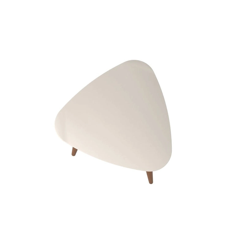 Mesa auxiliar alta triangular de 19.88 con patas de madera inclinadas