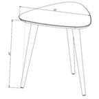 Mesa auxiliar alta triangular de 19.88 con patas de madera inclinadas