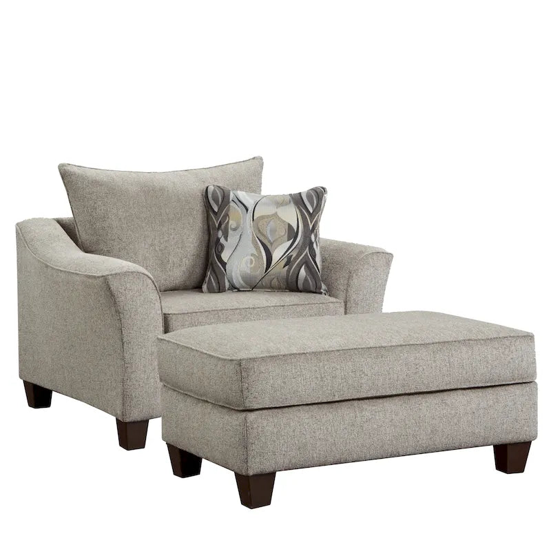 Sillón auxiliar de tela contemporáneo con otomana