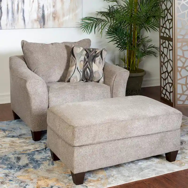 Sillón auxiliar de tela contemporáneo con otomana
