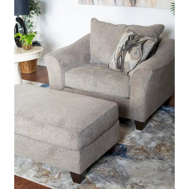 Sillón auxiliar de tela contemporáneo con otomana