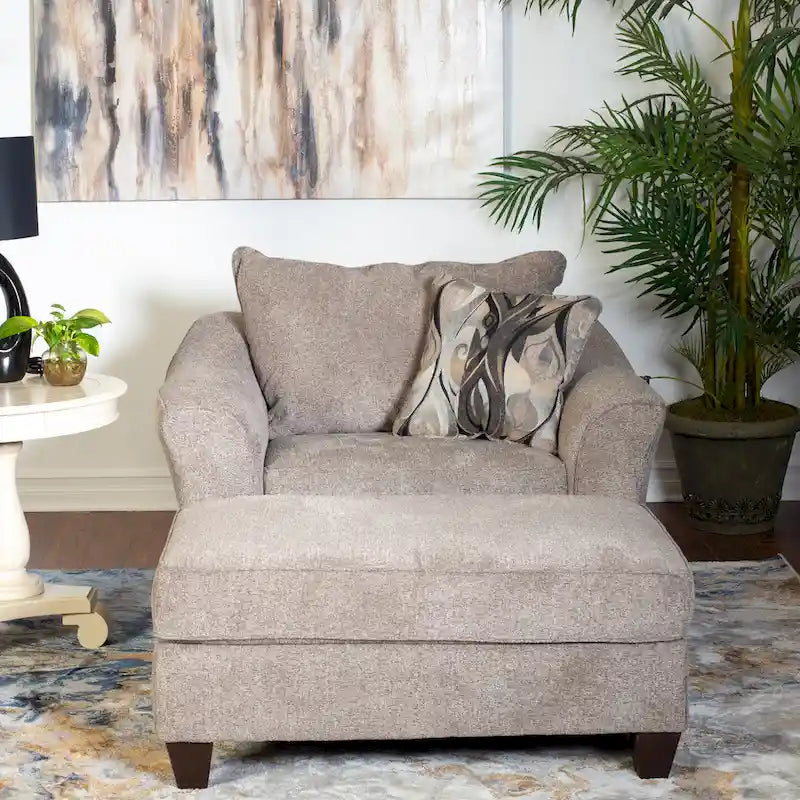 Sillón auxiliar de tela contemporáneo con otomana