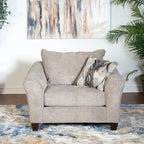 Sillón auxiliar de tela contemporáneo con otomana