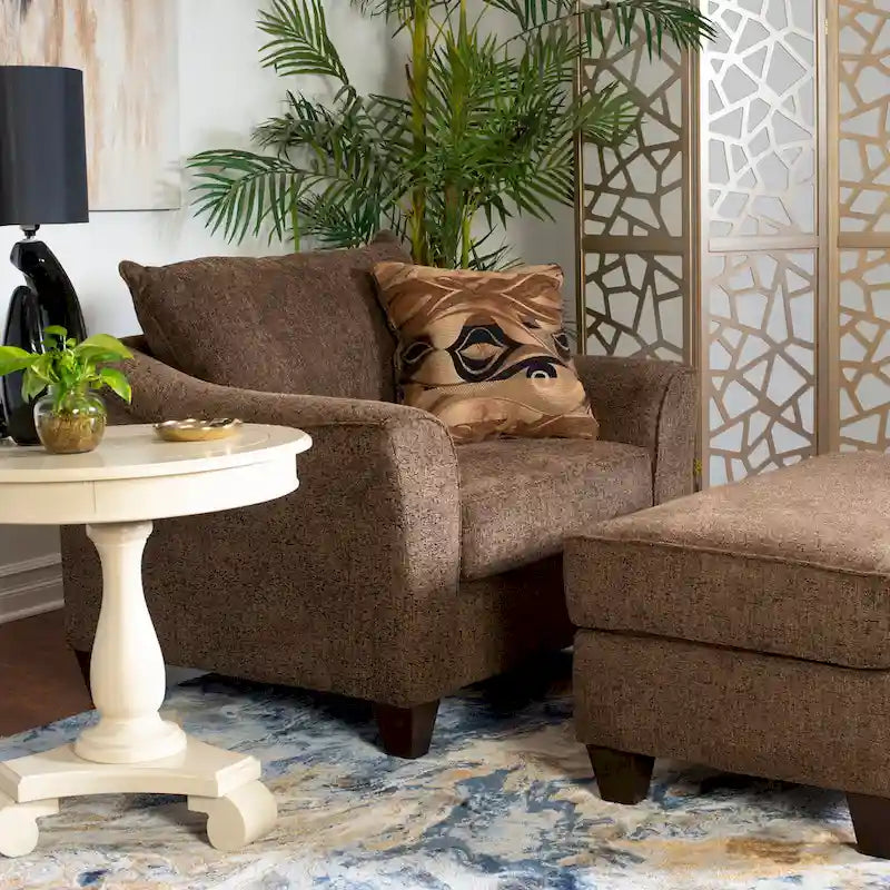 Sillón auxiliar de tela contemporáneo con otomana