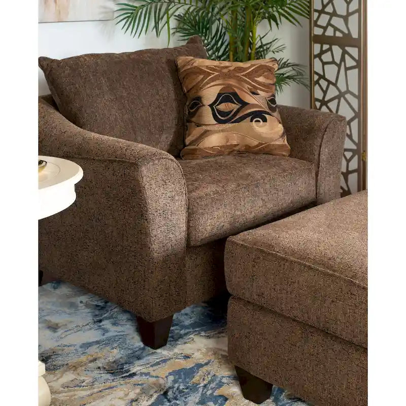 Sillón auxiliar de tela contemporáneo con otomana
