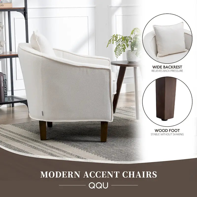 Sillón individual con otomana tapizado en lino/poliéster de estilo Mid Century