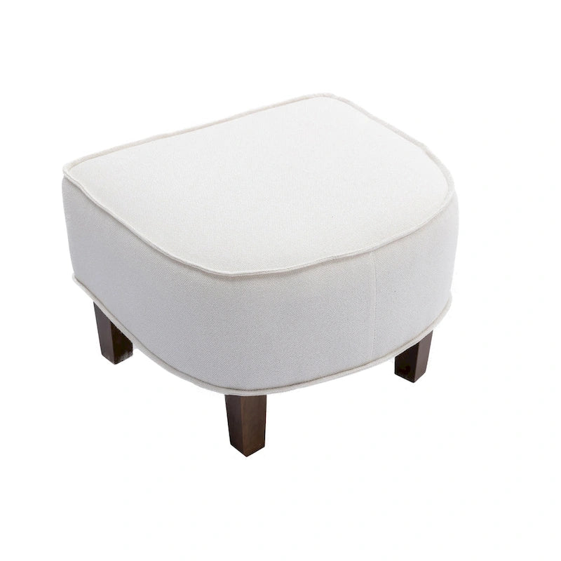 Sillón individual con otomana tapizado en lino/poliéster de estilo Mid Century