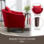Sillón individual con otomana tapizado en lino/poliéster de estilo Mid Century