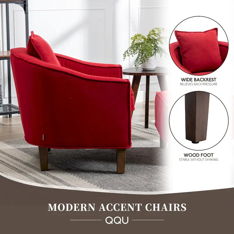 Sillón individual con otomana tapizado en lino/poliéster de estilo Mid Century