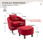 Sillón individual con otomana tapizado en lino/poliéster de estilo Mid Century