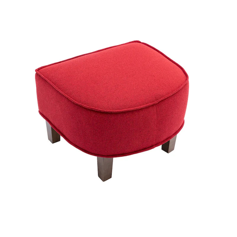 Sillón individual con otomana tapizado en lino/poliéster de estilo Mid Century