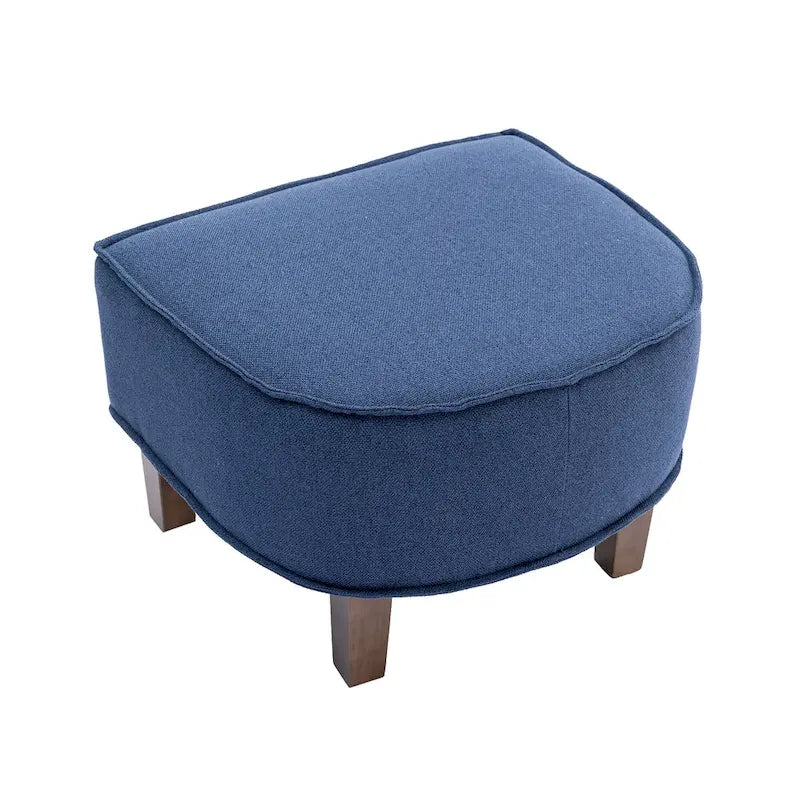 Sillón individual con otomana tapizado en lino/poliéster de estilo Mid Century
