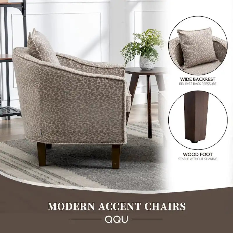 Sillón individual con otomana tapizado en lino/poliéster de estilo Mid Century