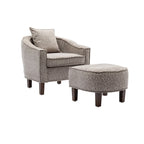 Sillón individual con otomana tapizado en lino/poliéster de estilo Mid Century