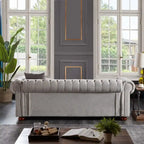 Sofá Chesterfield de tela de lino