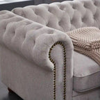 Sofá Chesterfield de tela de lino