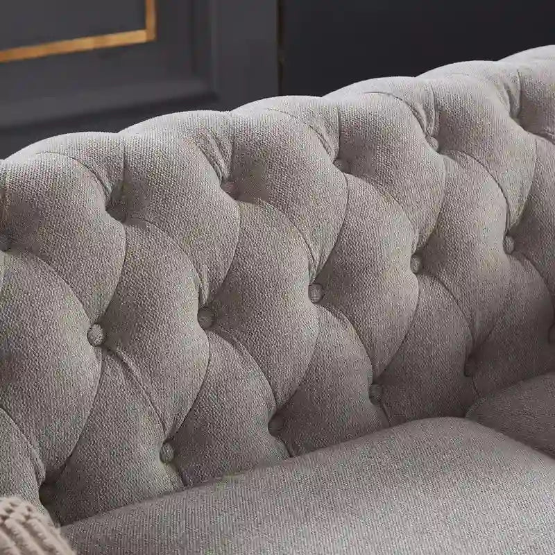 Sofá Chesterfield de tela de lino
