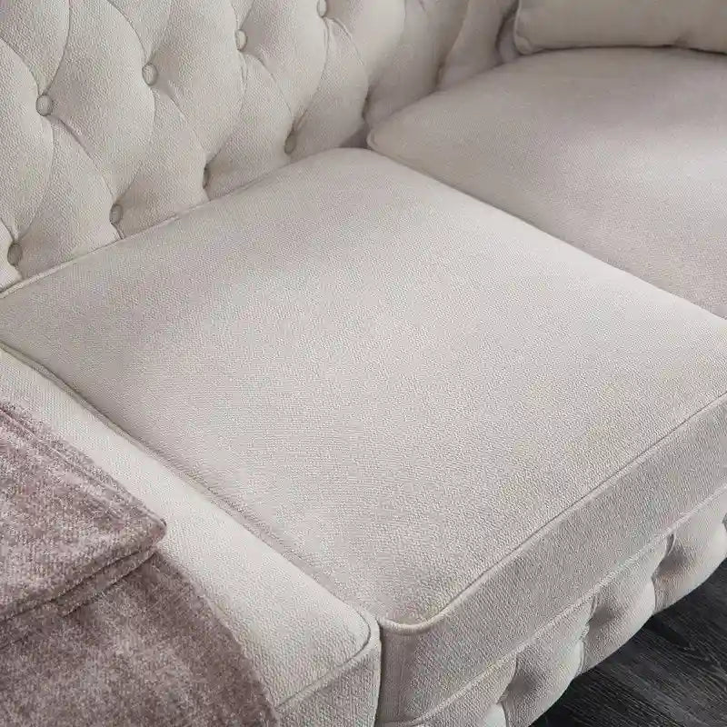 Sofá Chesterfield de tela de lino