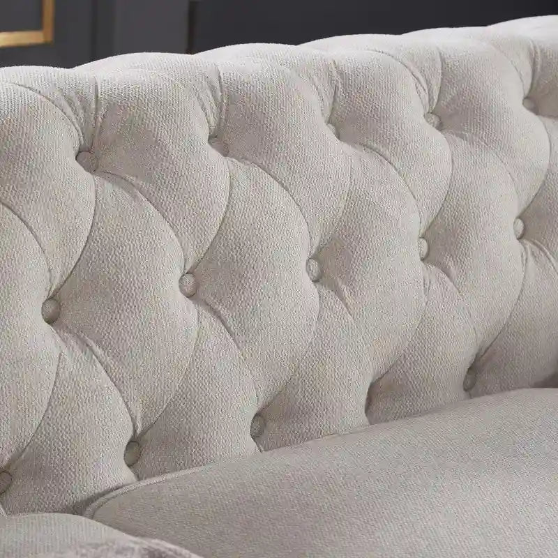Sofá Chesterfield de tela de lino