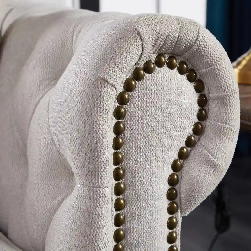 Sofá Chesterfield de tela de lino
