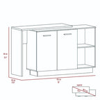 Isla de cocina con 2 estantes abiertos, gabinete de doble puerta y 3 estantes interiores