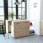 Isla de cocina con 2 estantes abiertos, gabinete de doble puerta y 3 estantes interiores