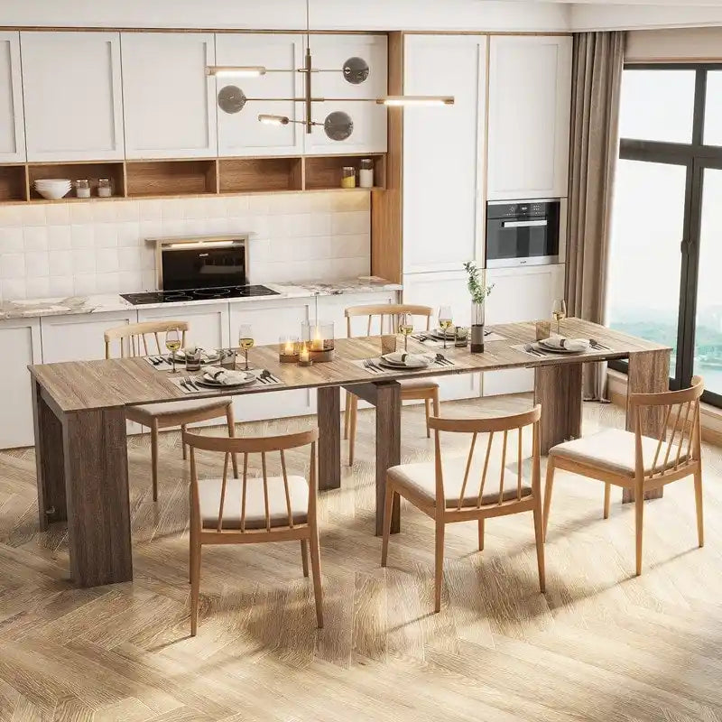 Mesa de comedor de madera multifuncional extensible