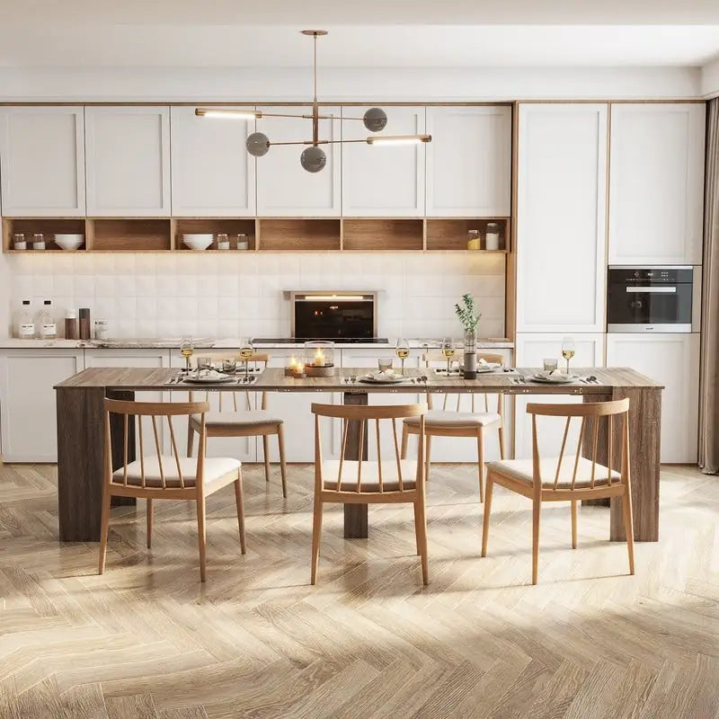 Mesa de comedor de madera multifuncional extensible