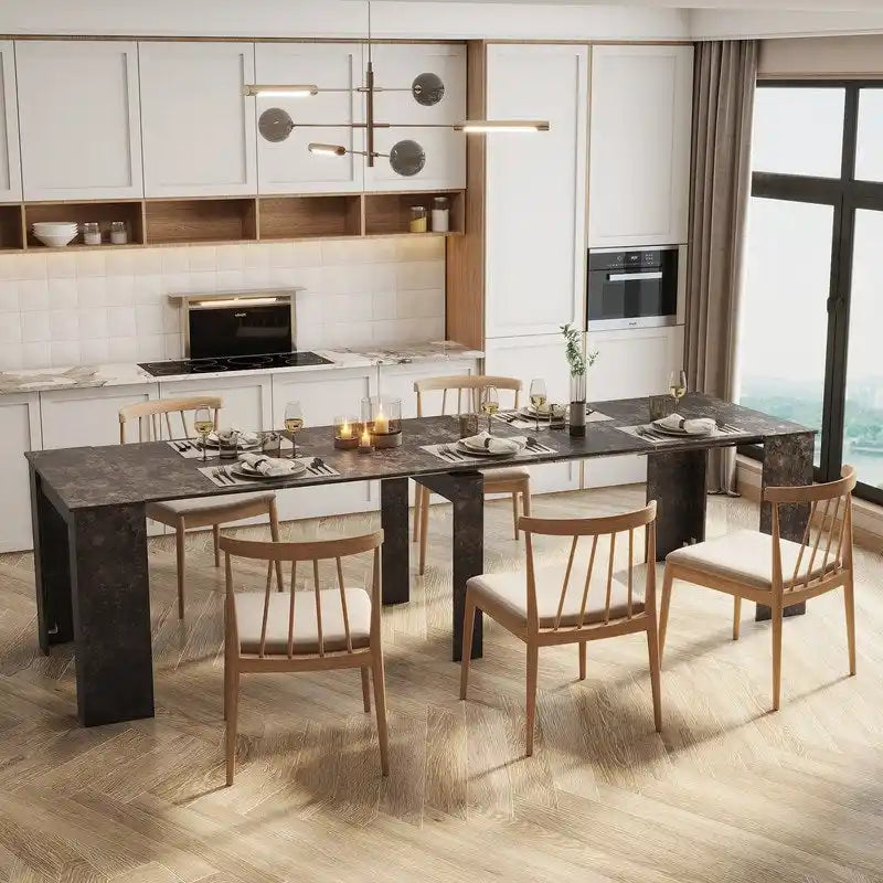 Mesa de comedor de madera multifuncional extensible