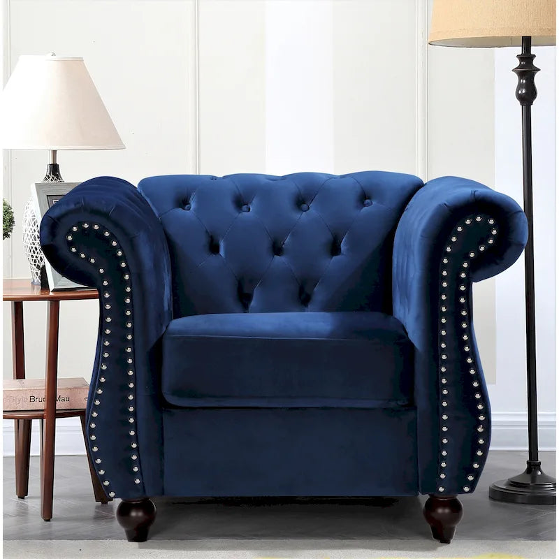 Sillón Chesterfield de terciopelo elegante Kemos