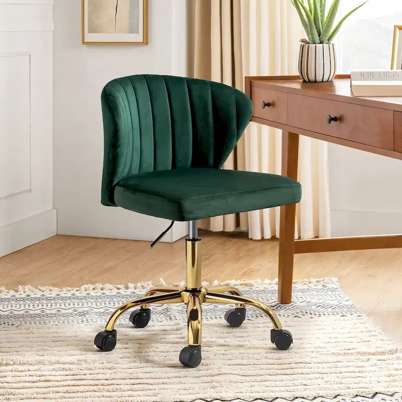 Silla de oficina ergonómica moderna de terciopelo con respaldo alto y giro de 360 grados
