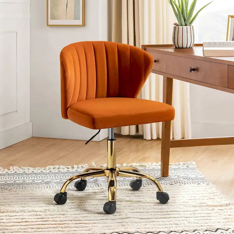 Silla de oficina ergonómica moderna de terciopelo con respaldo alto y giro de 360 grados