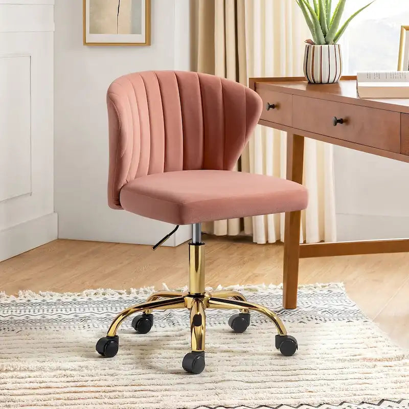 Silla de oficina ergonómica moderna de terciopelo con respaldo alto y giro de 360 grados