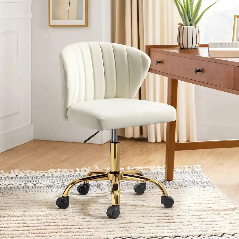 Silla de oficina ergonómica moderna de terciopelo con respaldo alto y giro de 360 grados