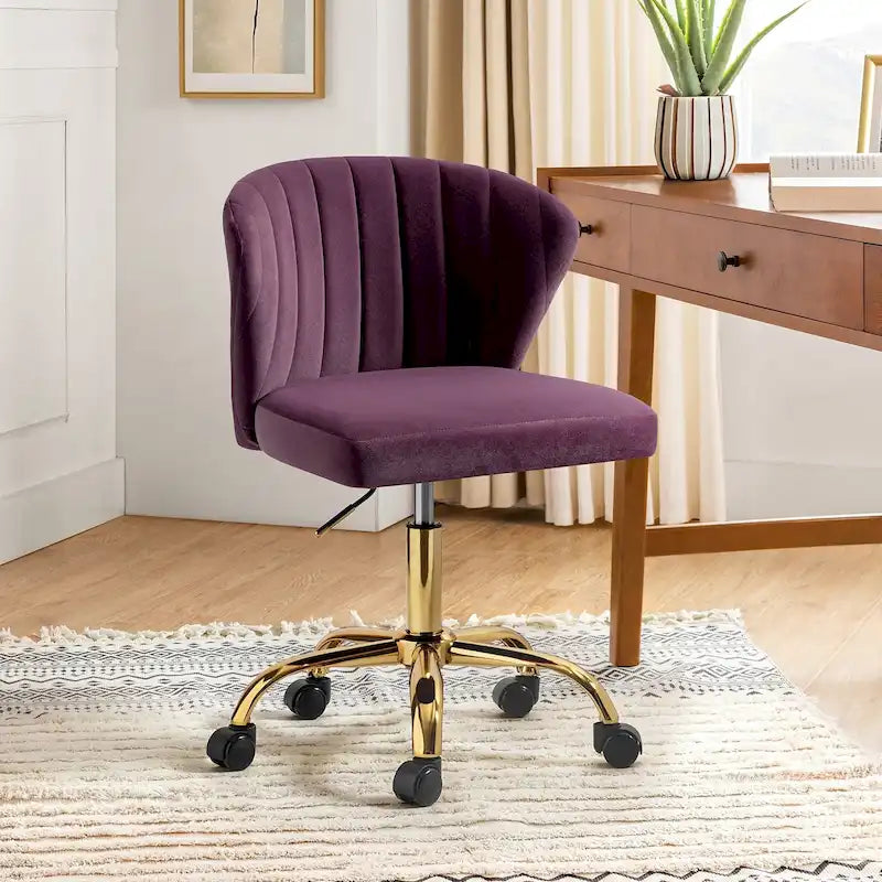 Silla de oficina ergonómica moderna de terciopelo con respaldo alto y giro de 360 grados