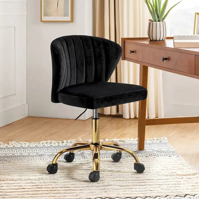Silla de oficina ergonómica moderna de terciopelo con respaldo alto y giro de 360 grados