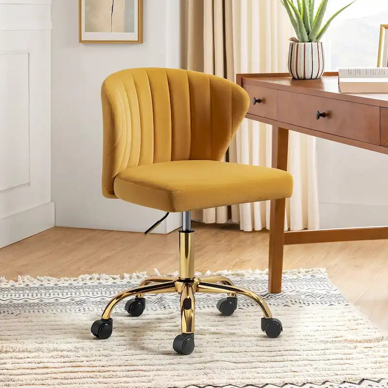 Silla de oficina ergonómica moderna de terciopelo con respaldo alto y giro de 360 grados
