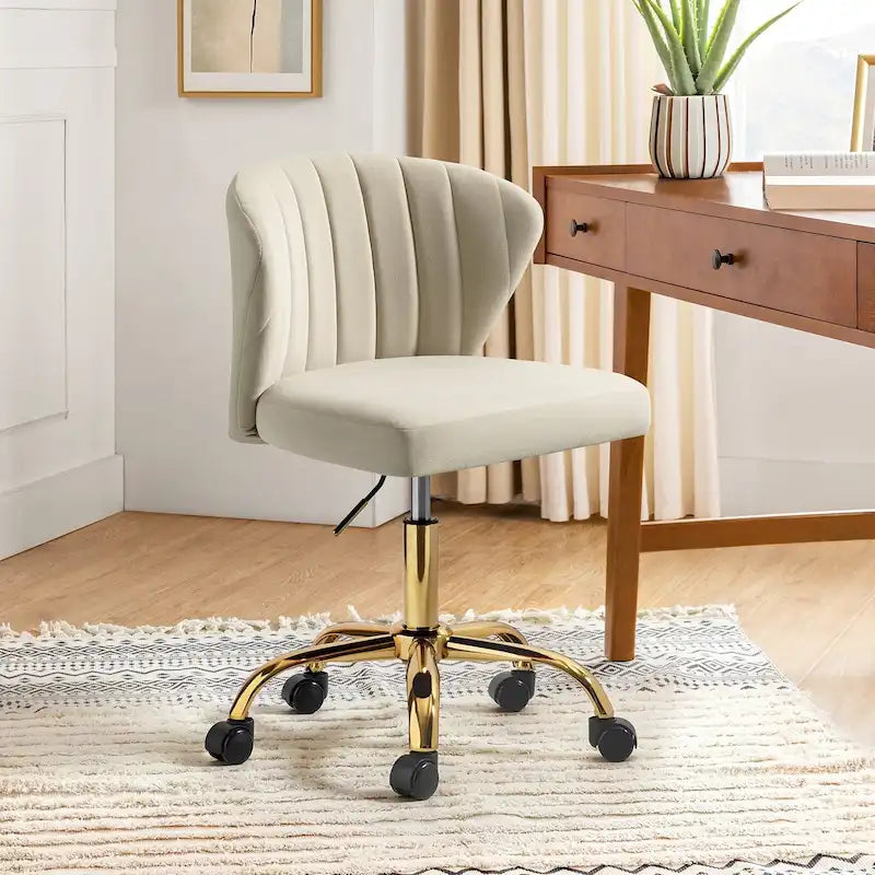 Silla de oficina ergonómica moderna de terciopelo con respaldo alto y giro de 360 grados