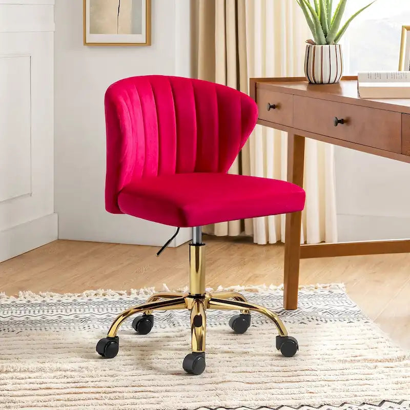 Silla de oficina ergonómica moderna de terciopelo con respaldo alto y giro de 360 grados