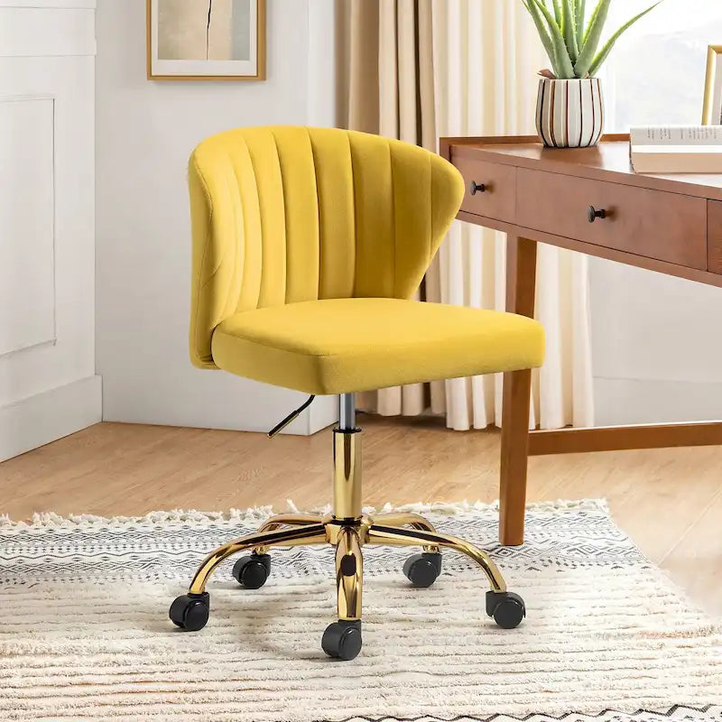 Silla de oficina ergonómica moderna de terciopelo con respaldo alto y giro de 360 grados