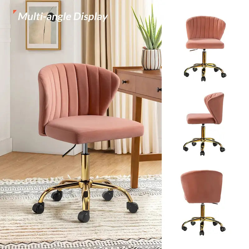Silla de oficina ergonómica moderna de terciopelo con respaldo alto y giro de 360 grados