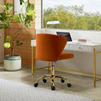 Silla de oficina ergonómica moderna de terciopelo con respaldo alto y giro de 360 grados